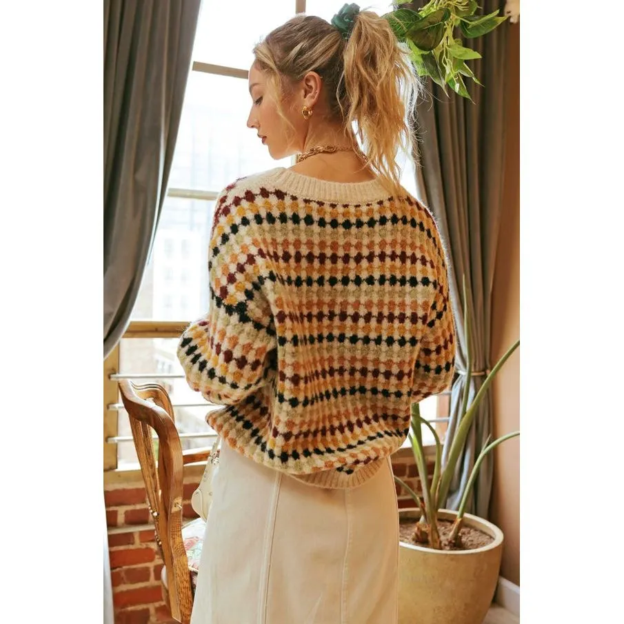 Multicolor Crew Knit Sweater Top