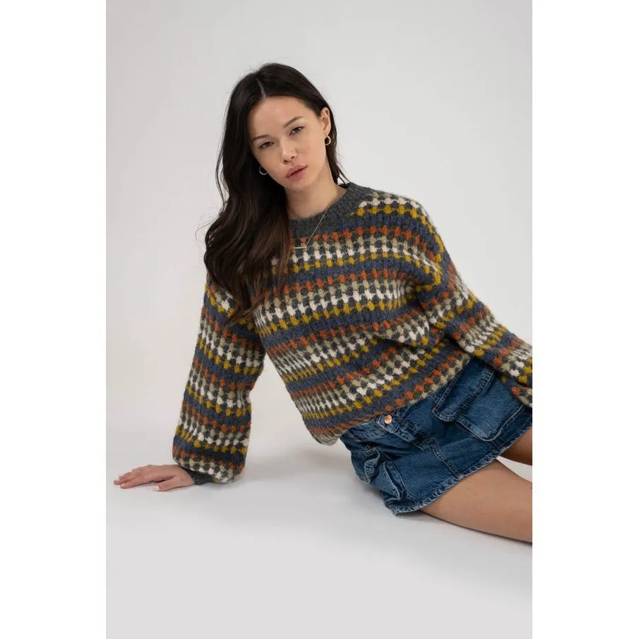 Multicolor Crew Knit Sweater Top