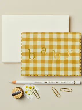 Mustard Gingham Baby Card