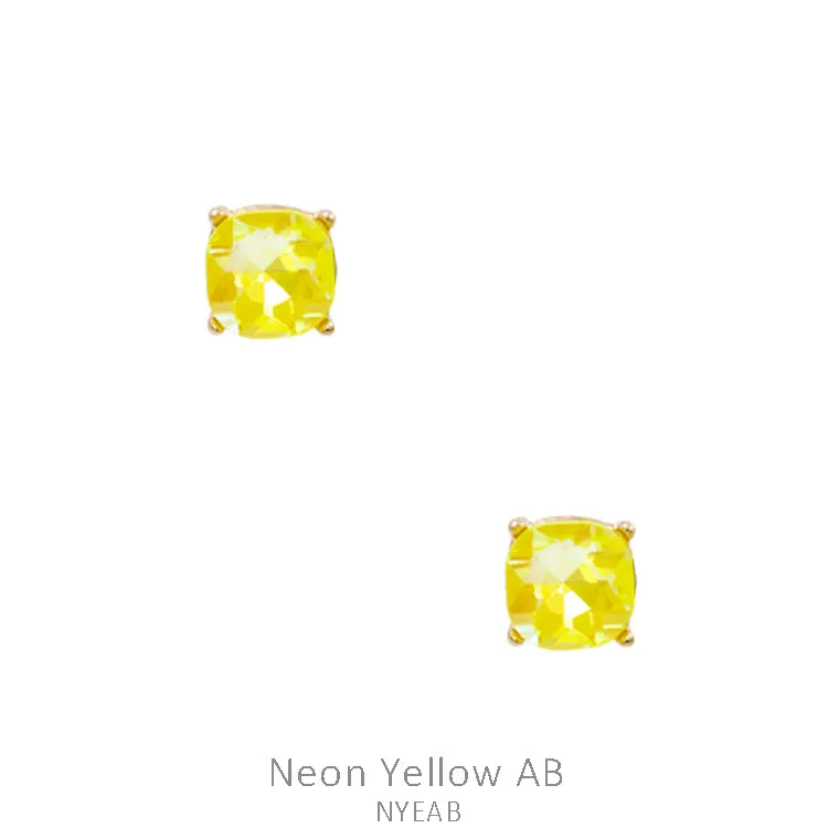 *Neon Yellow Iridescent Stud Earrings