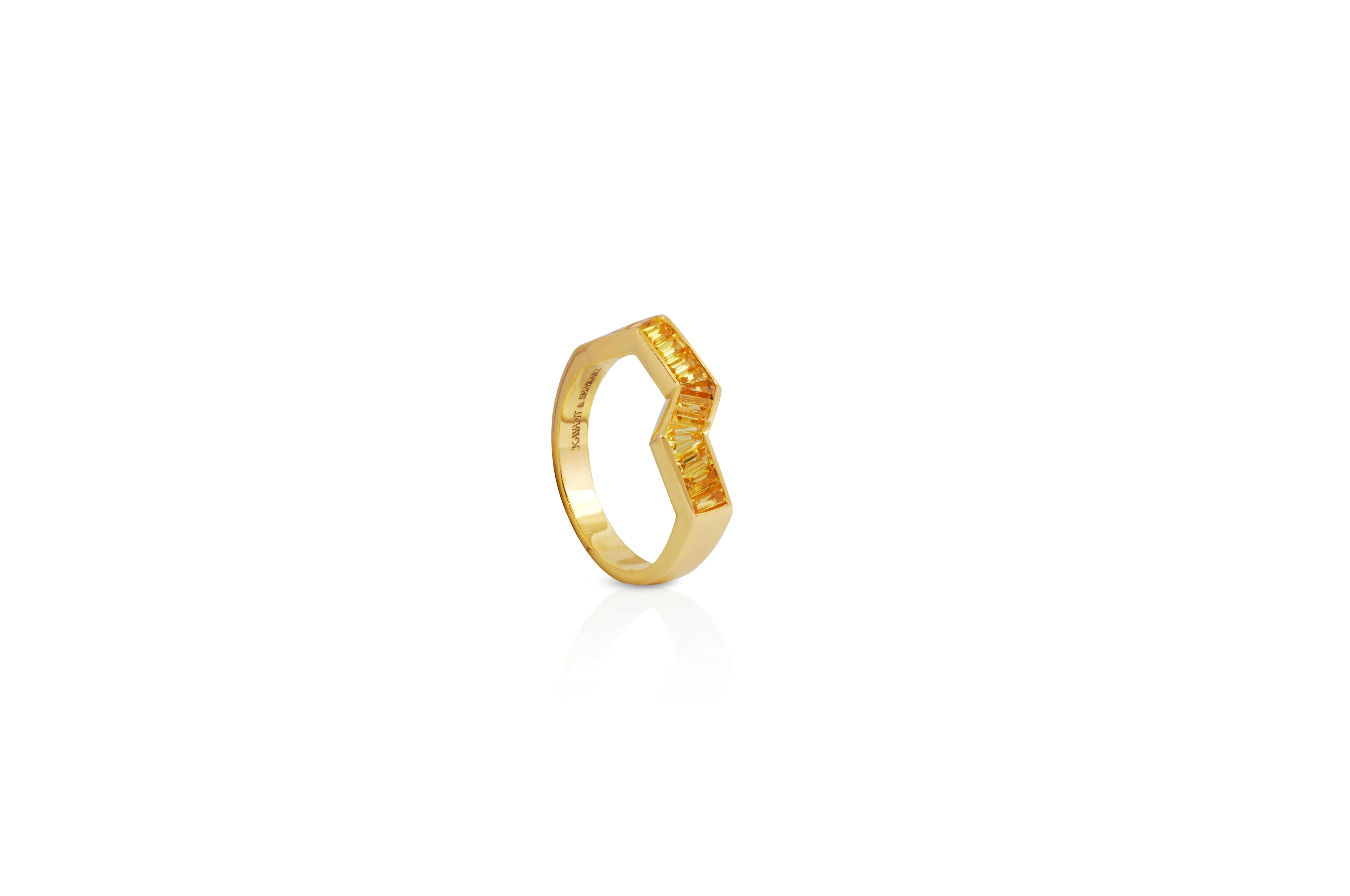 Origami Ziggy Yellow Sapphire Ring in Rose Gold