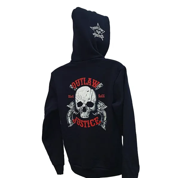 Outlaw Justice with Skull and Pistols - Black  - Hoodie