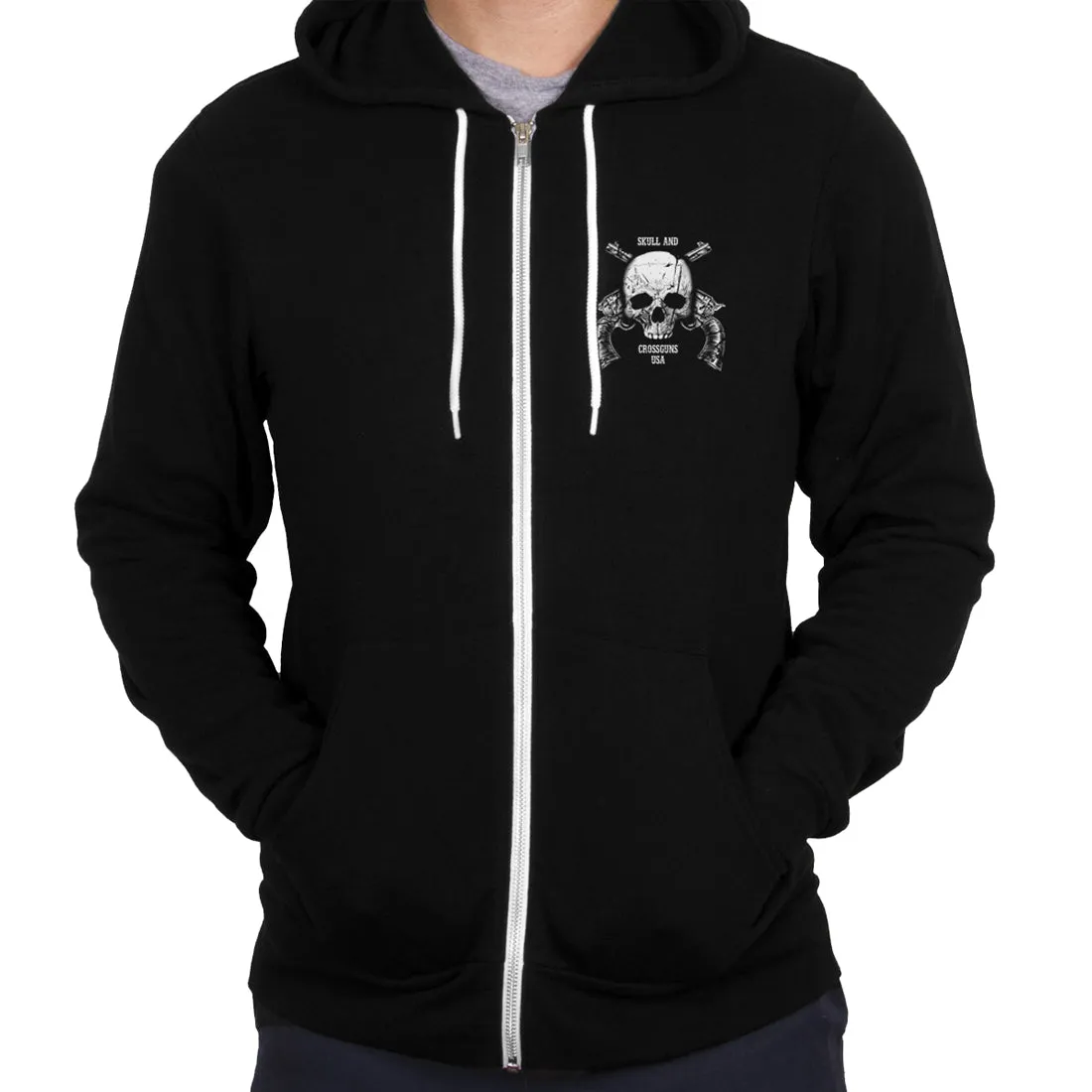 Outlaw Justice with Skull and Pistols - Black  - Hoodie