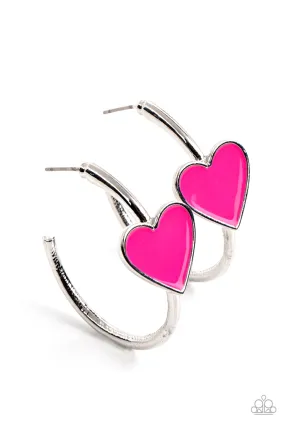 Paparazzi Kiss Up - Pink Heart Earrings