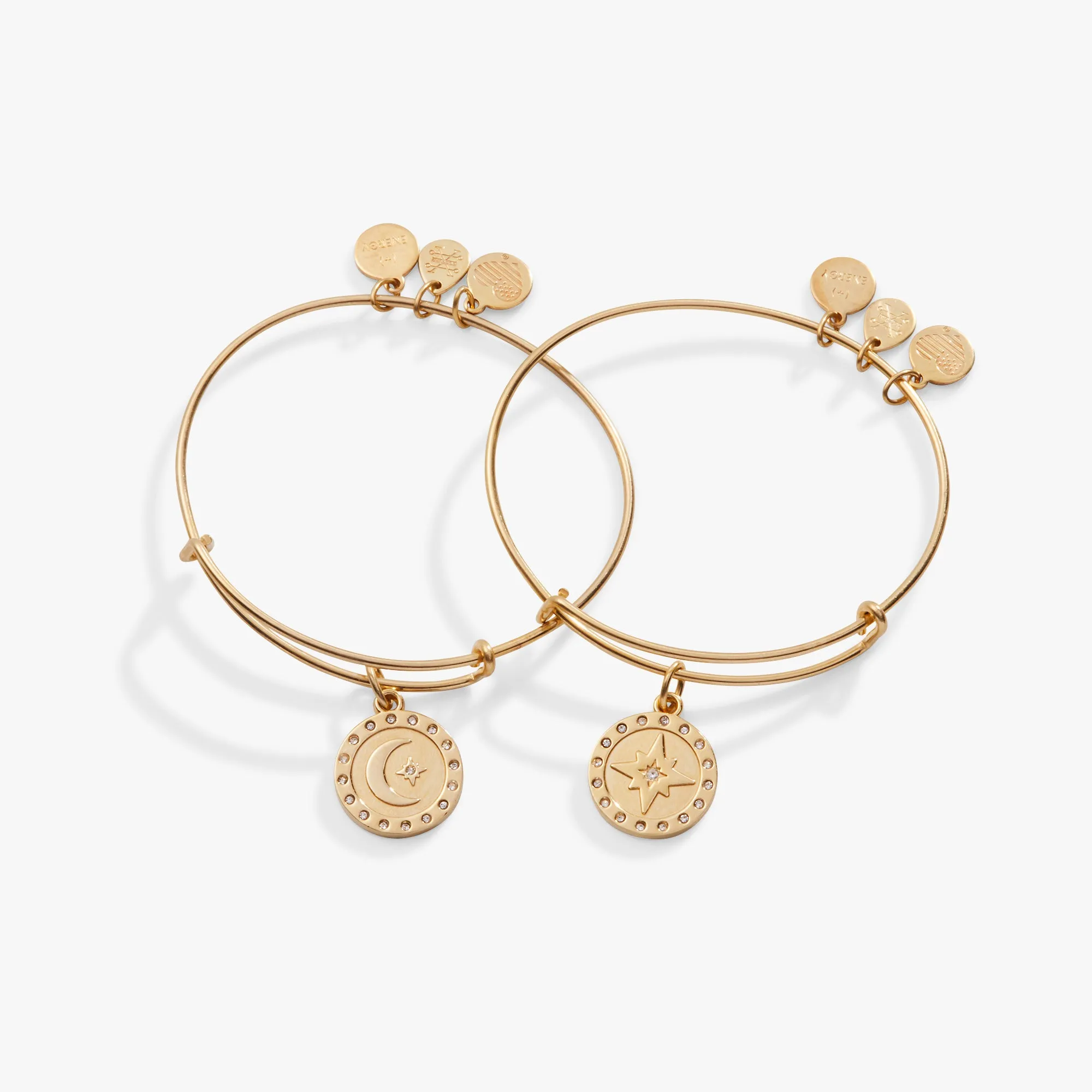 Pavé North Star   Moon Charm Bangle, Set of 2