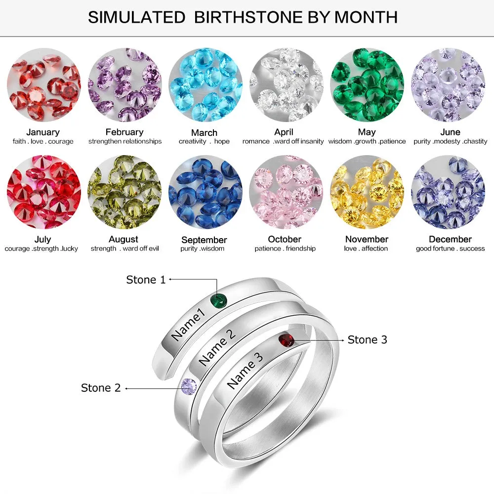 Personalized Ring with 3 Birthstones