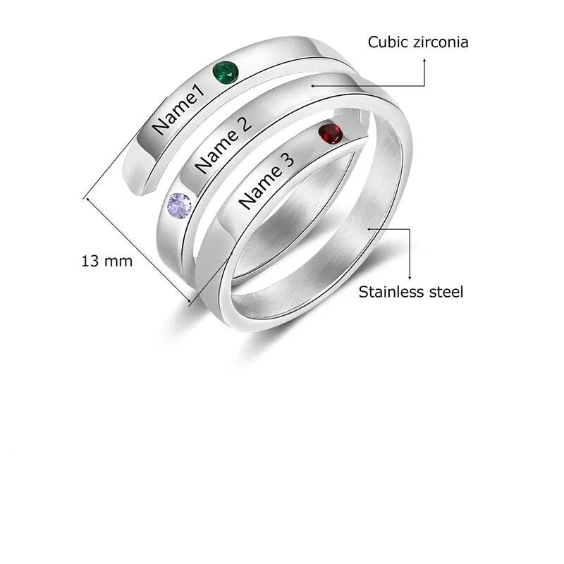 Personalized Ring with 3 Birthstones