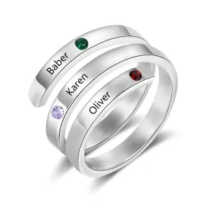 Personalized Ring with 3 Birthstones