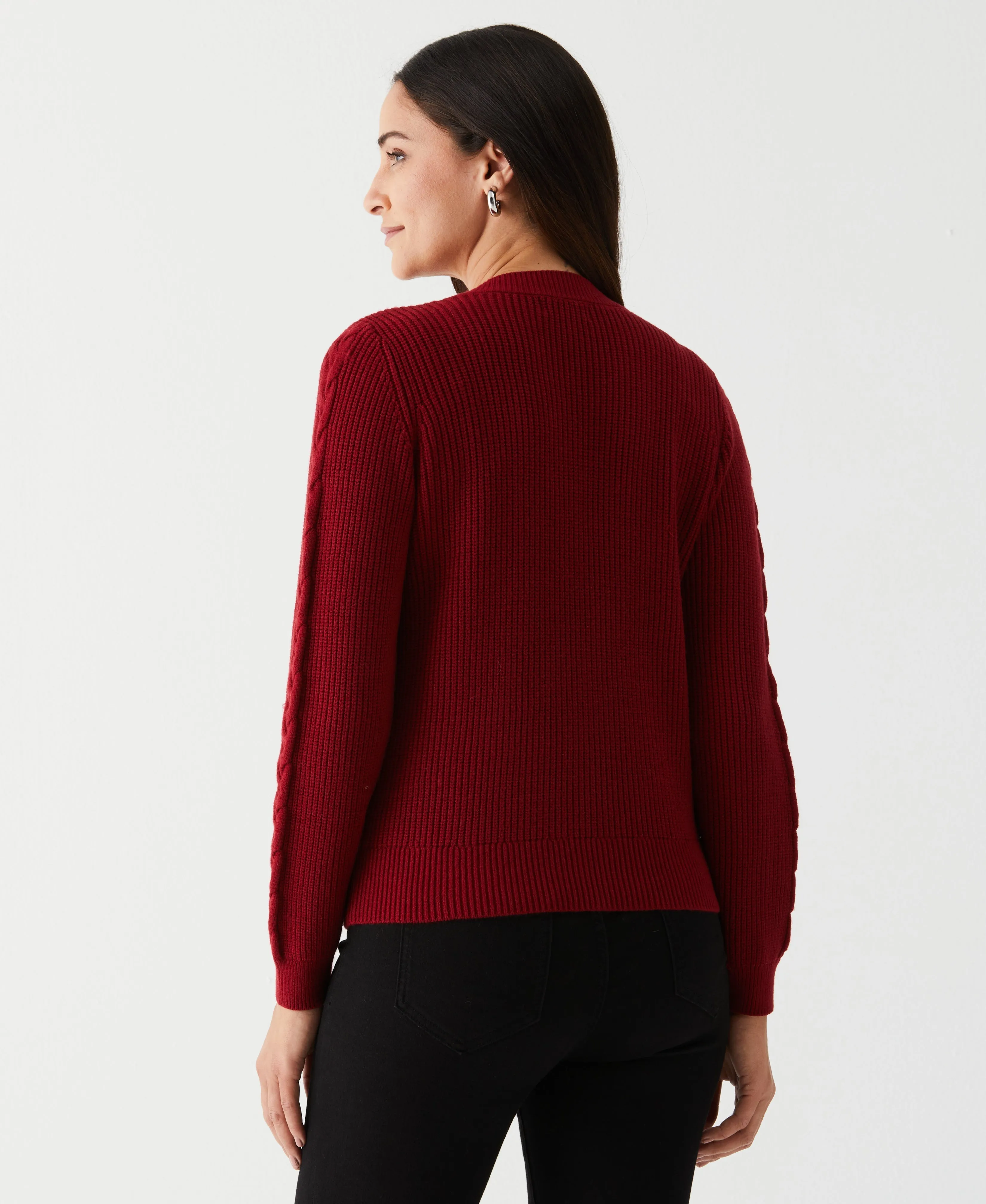 Petite Cable Knit V-Neck Sweater