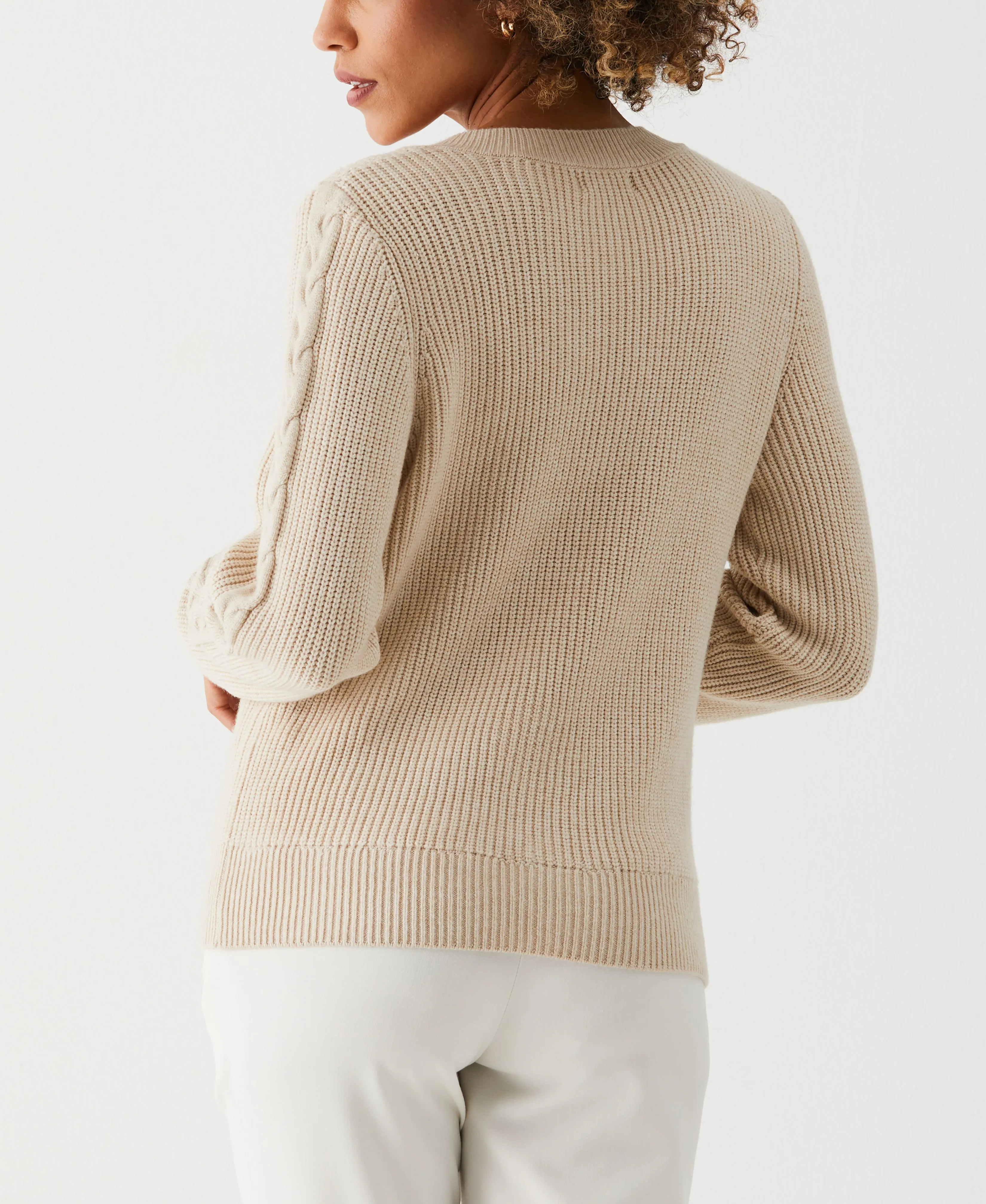 Petite Cable Knit V-Neck Sweater