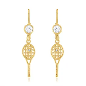 Petite Racquet with bezel CZ Leverback Earrings