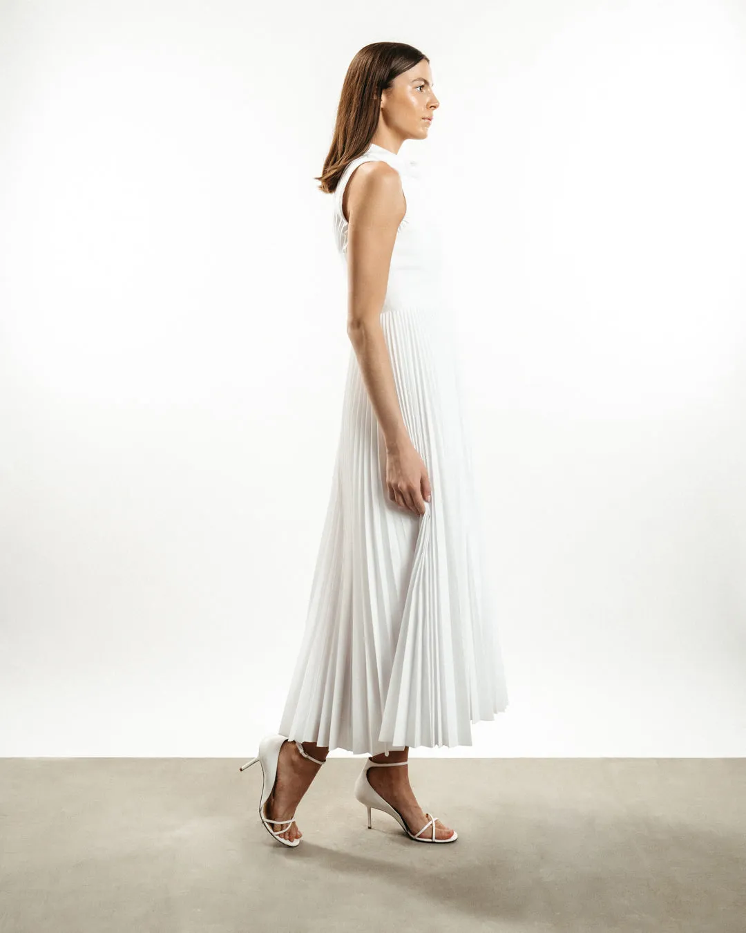 Pleated Bustier Maxi Day Shirtdress