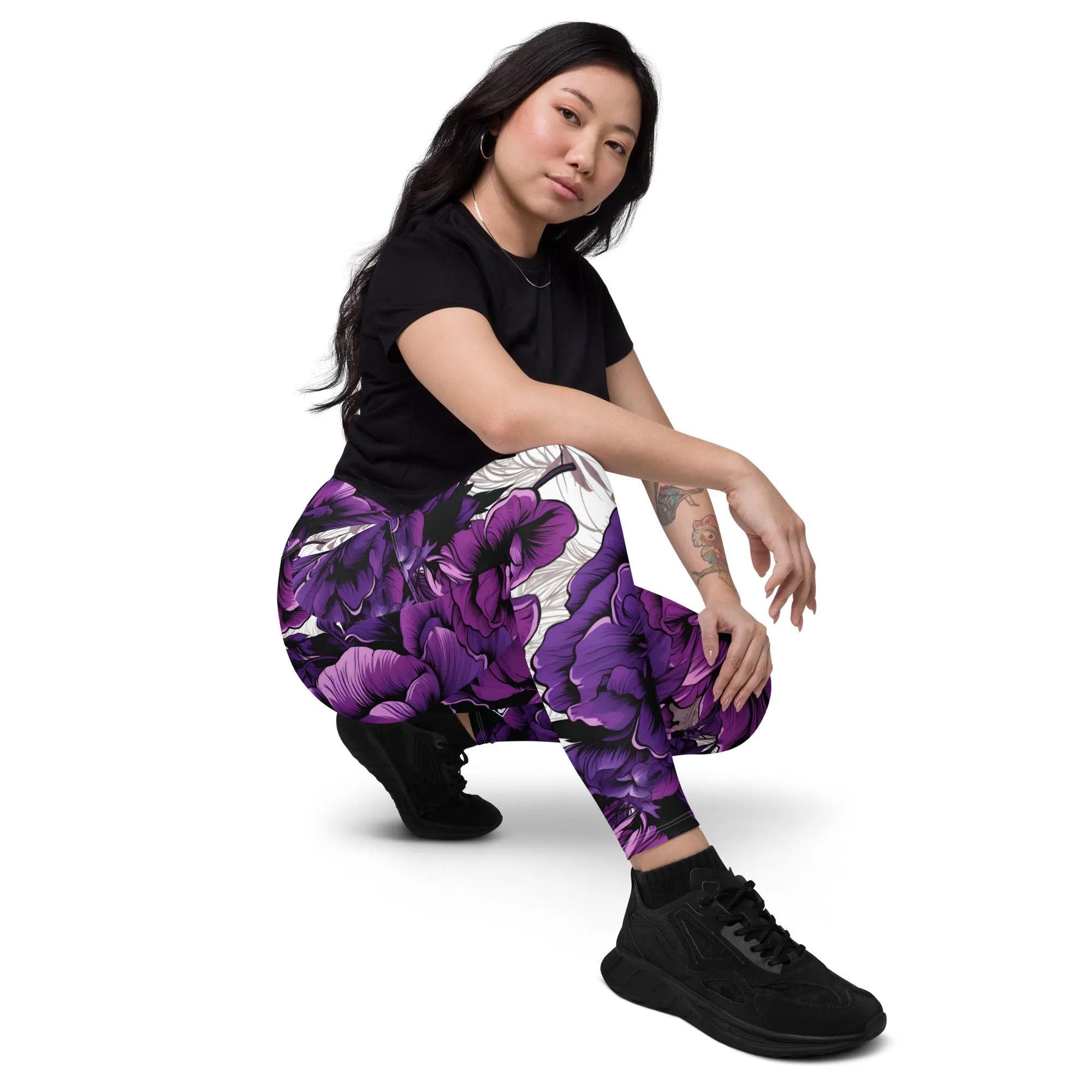 Purple Petals Performance: Women's Running Leggings from Mile After Mile