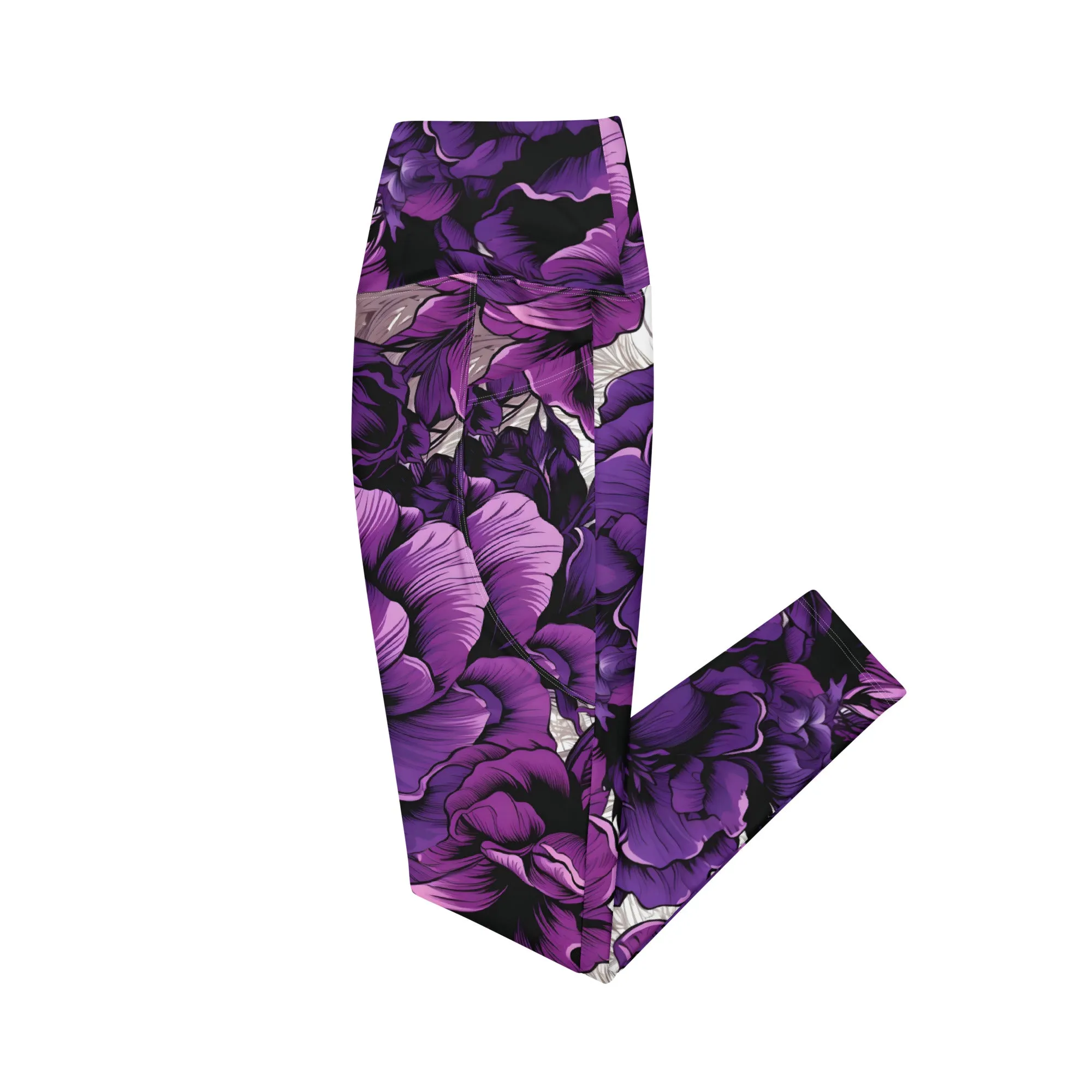 Purple Petals Performance: Women's Running Leggings from Mile After Mile