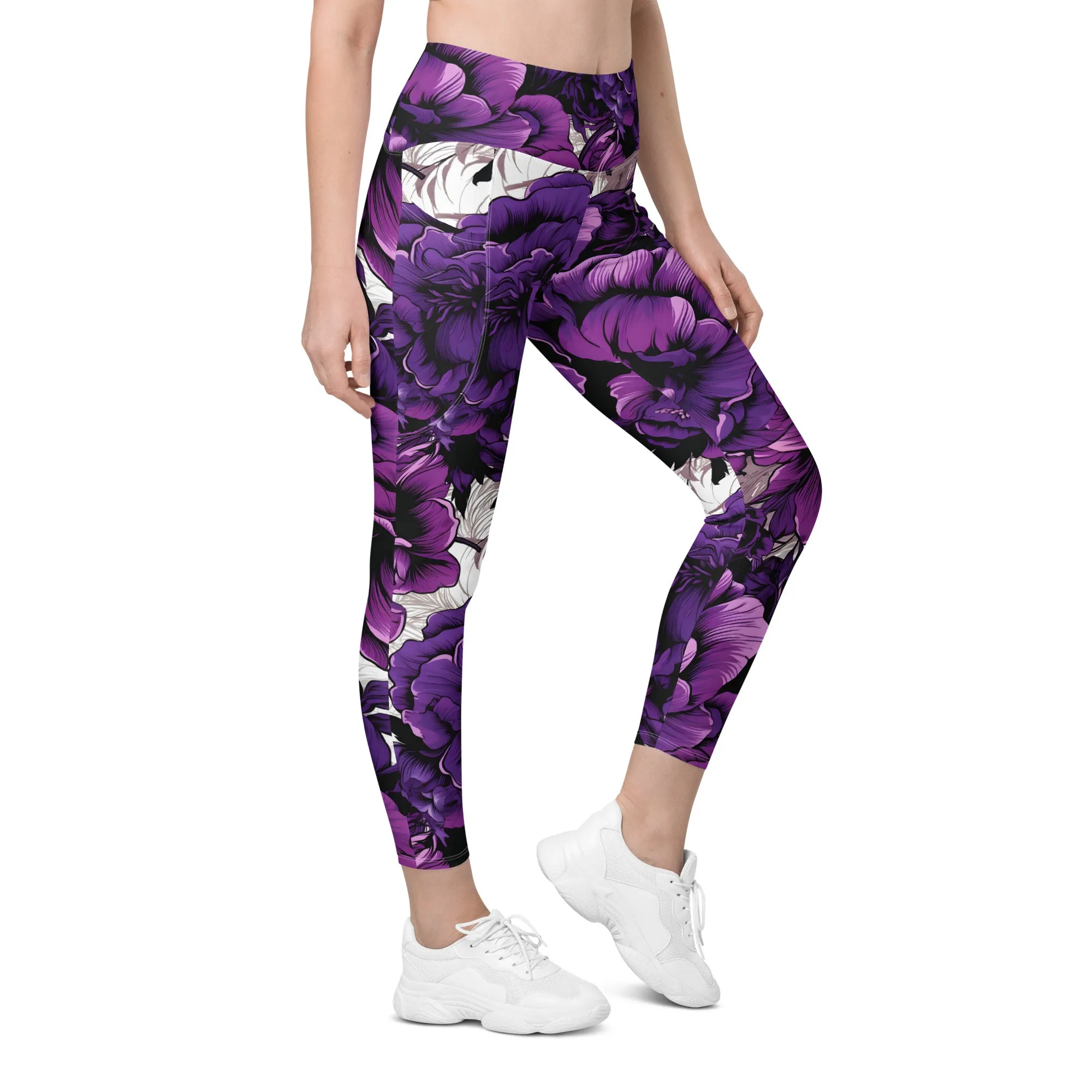 Purple Petals Performance: Women's Running Leggings from Mile After Mile