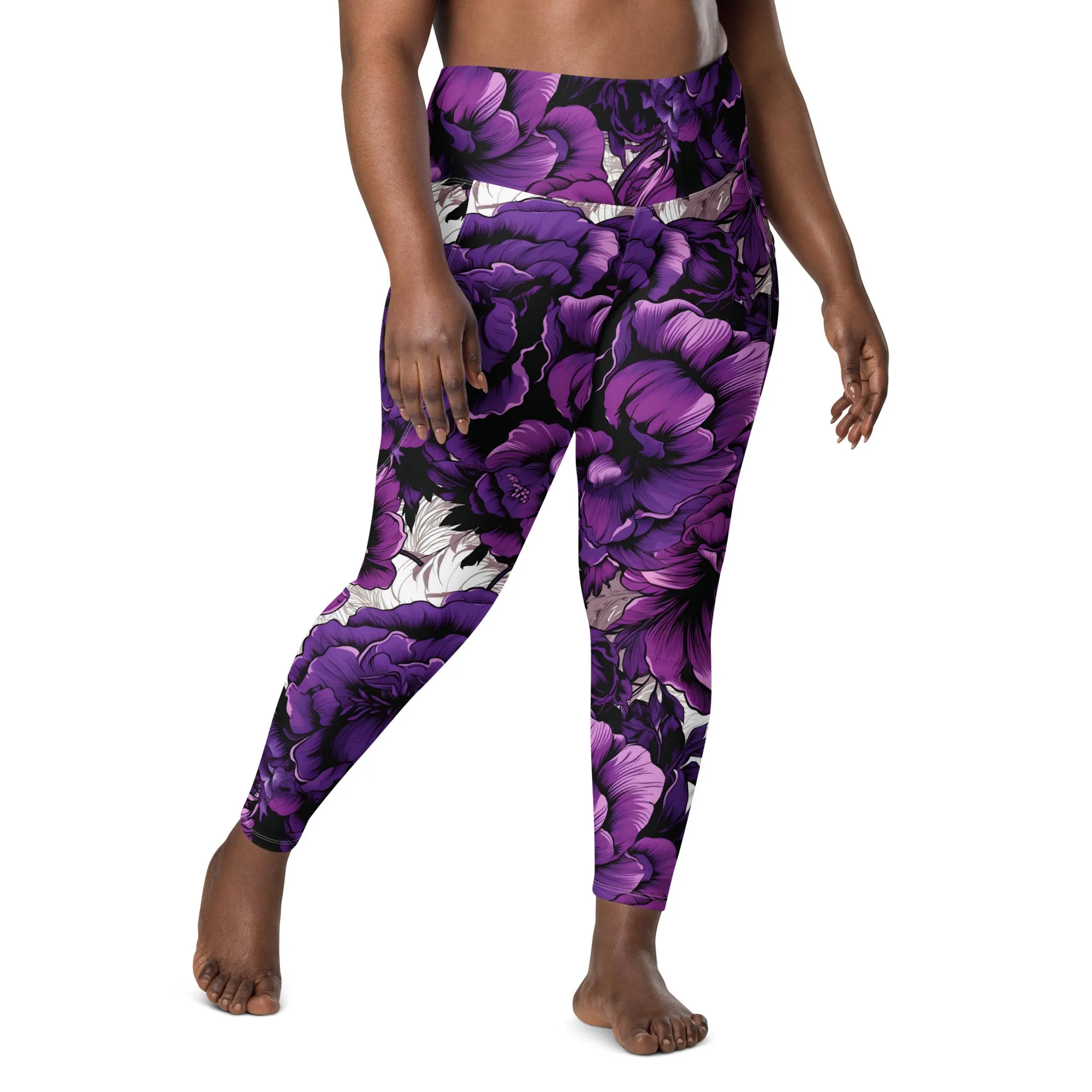 Purple Petals Performance: Women's Running Leggings from Mile After Mile