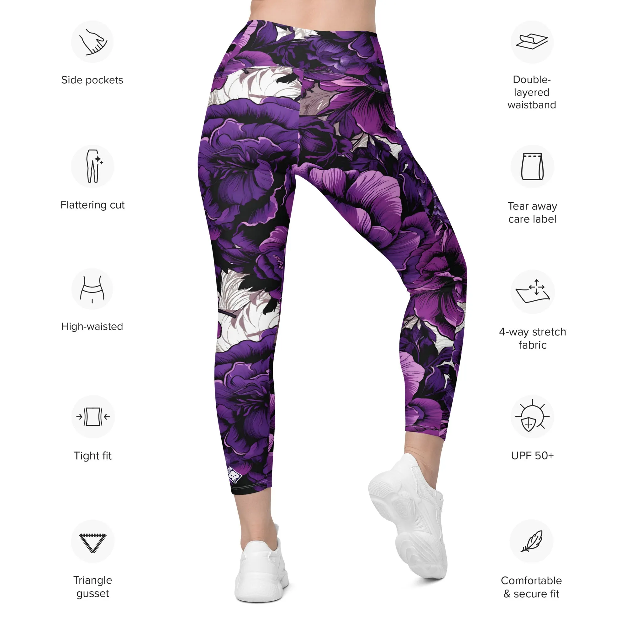 Purple Petals Performance: Women's Running Leggings from Mile After Mile