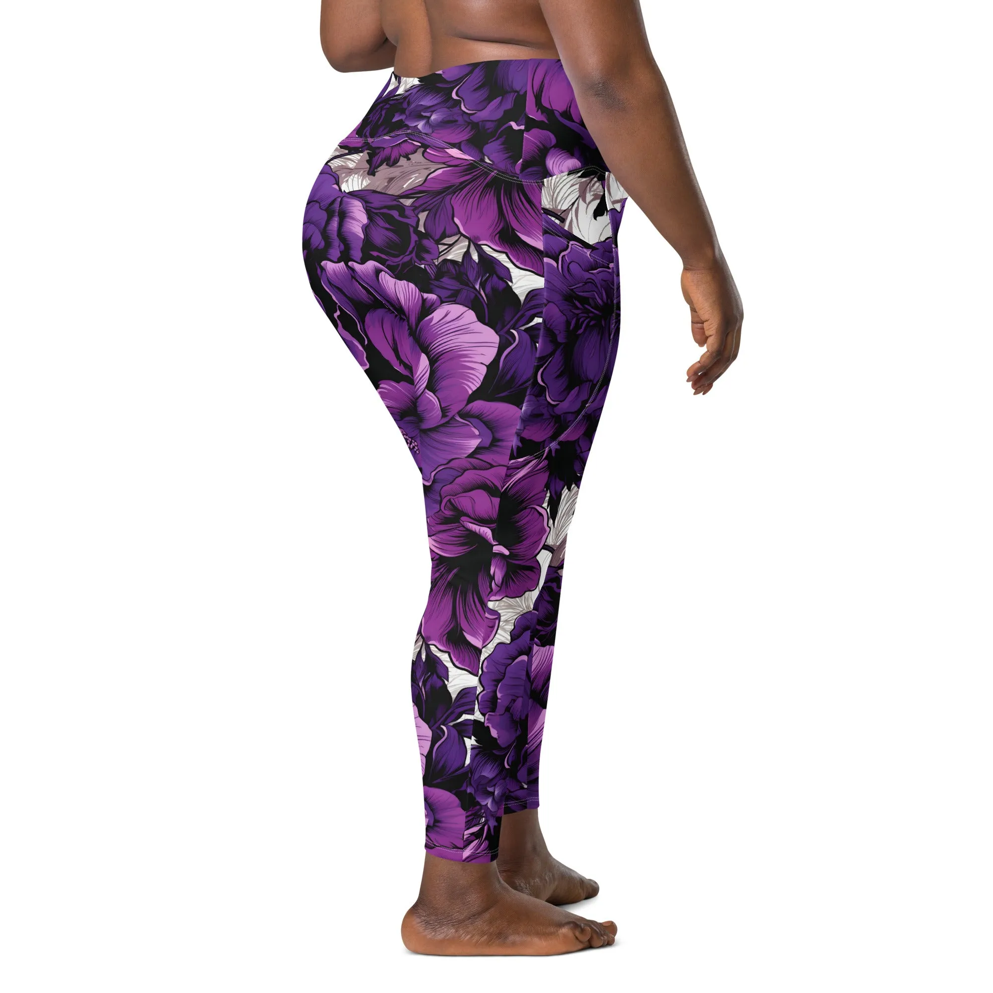 Purple Petals Performance: Women's Running Leggings from Mile After Mile