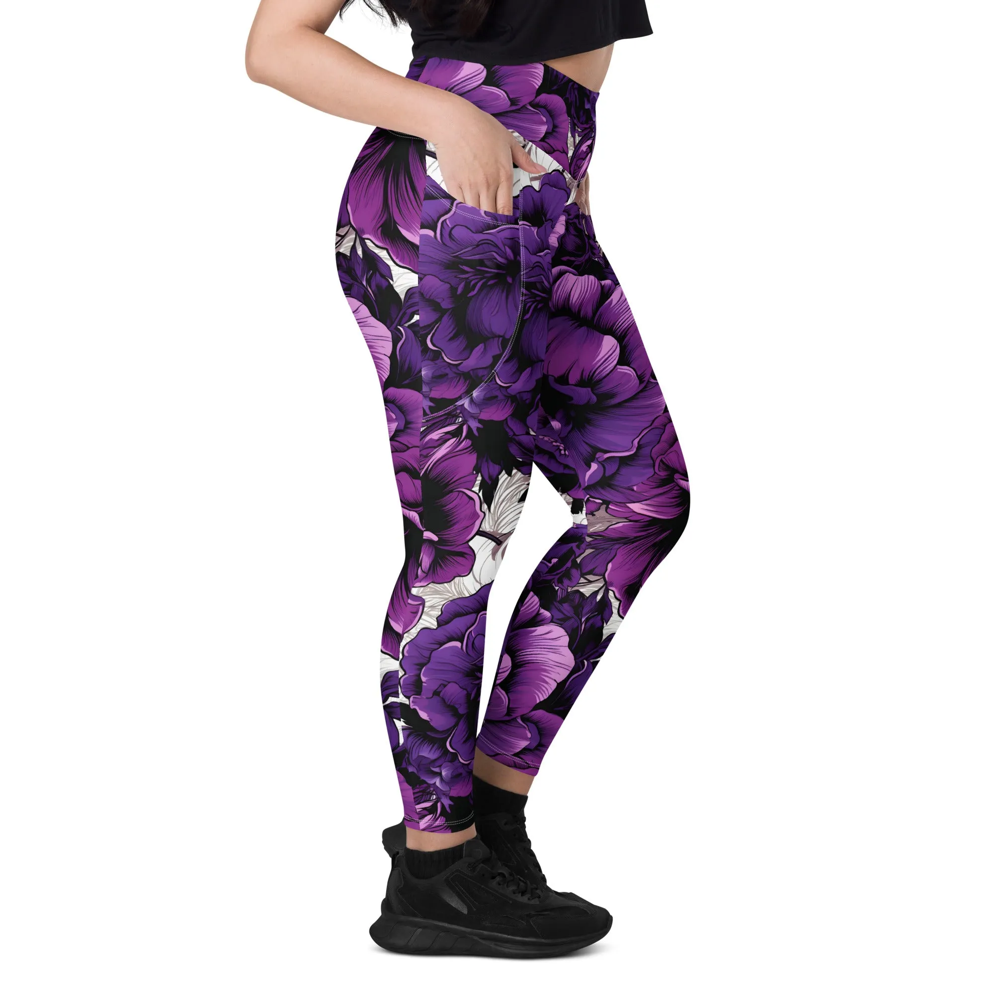 Purple Petals Performance: Women's Running Leggings from Mile After Mile