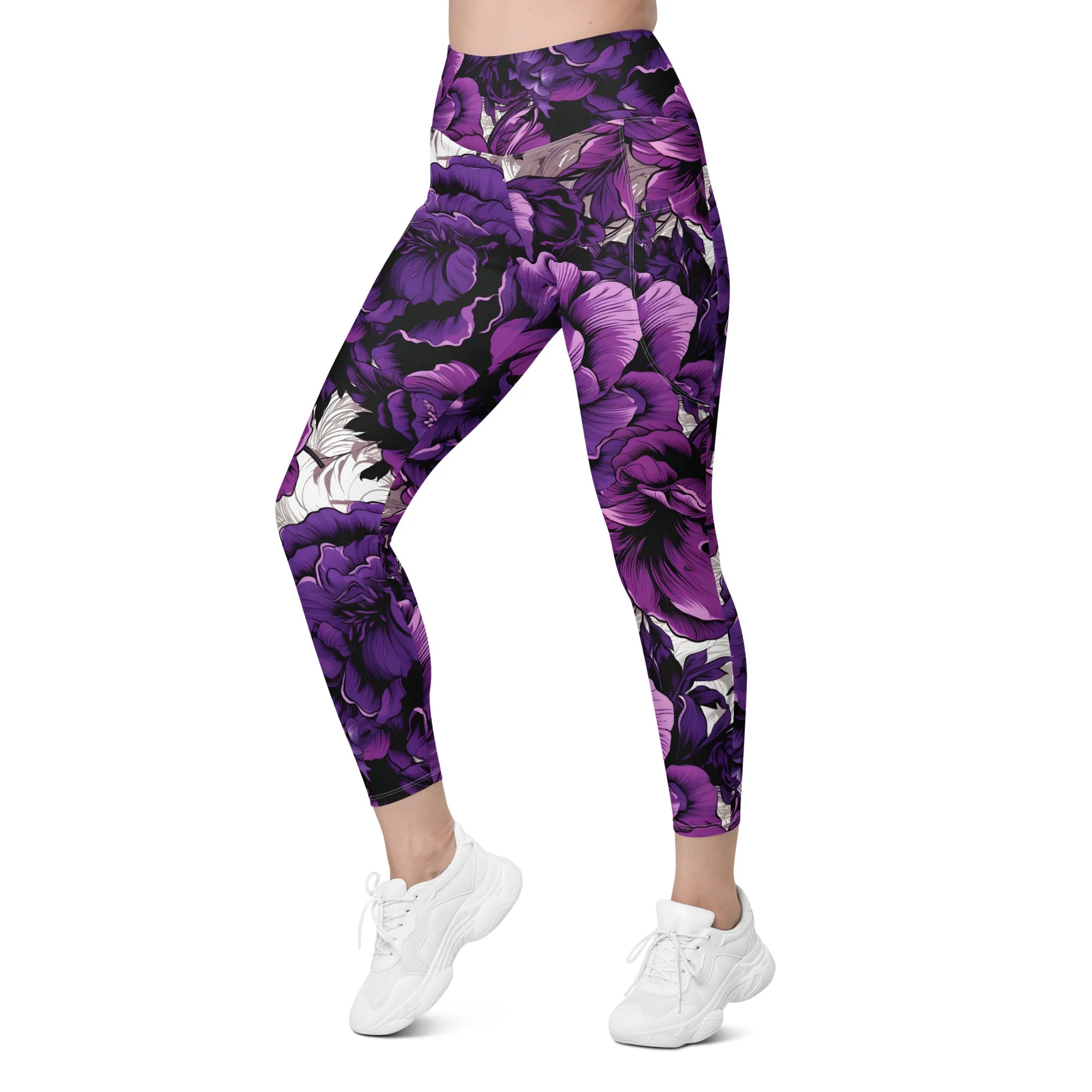 Purple Petals Performance: Women's Running Leggings from Mile After Mile