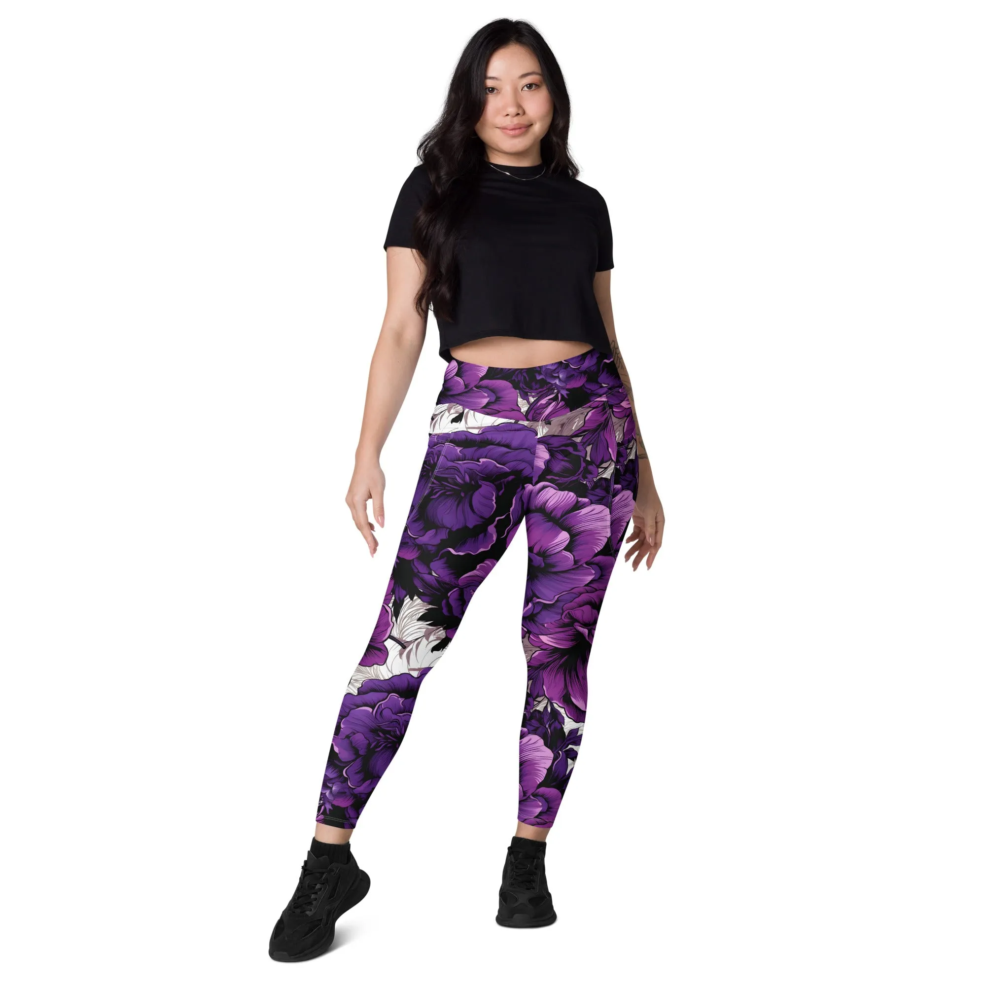 Purple Petals Performance: Women's Running Leggings from Mile After Mile