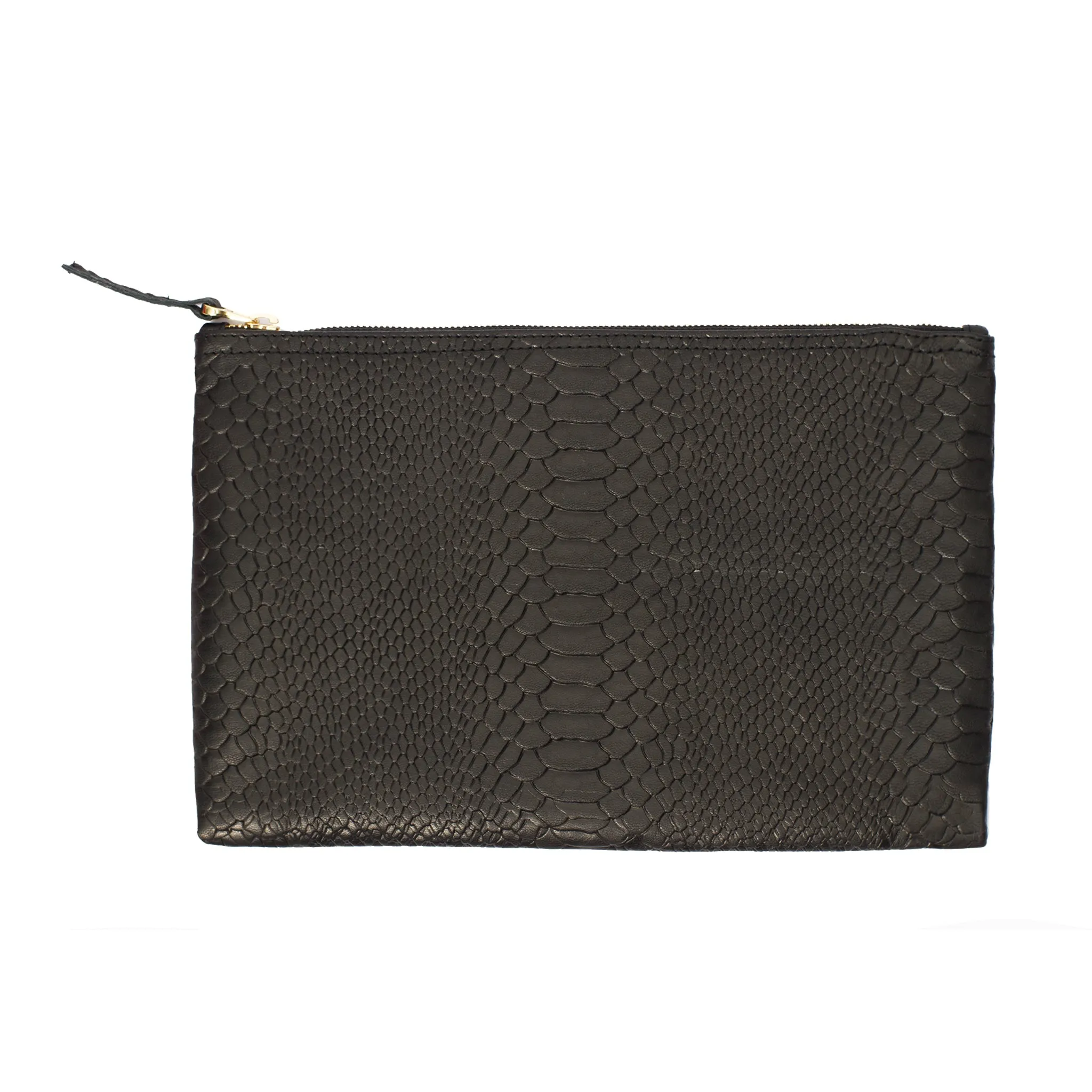 Python Embossed- Flat Wallet Clutch-Black