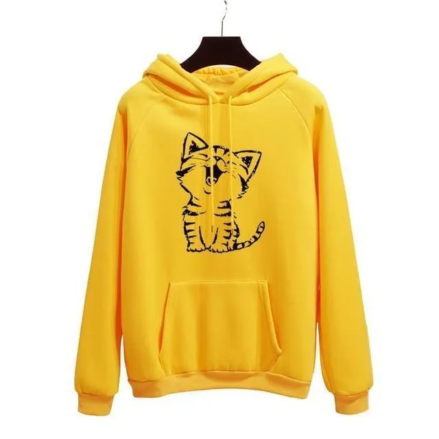 "Oh Yes" Printed Fleece  Pullover Hoodie