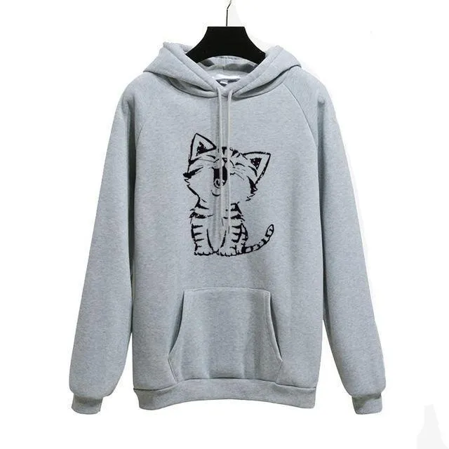 "Oh Yes" Printed Fleece  Pullover Hoodie