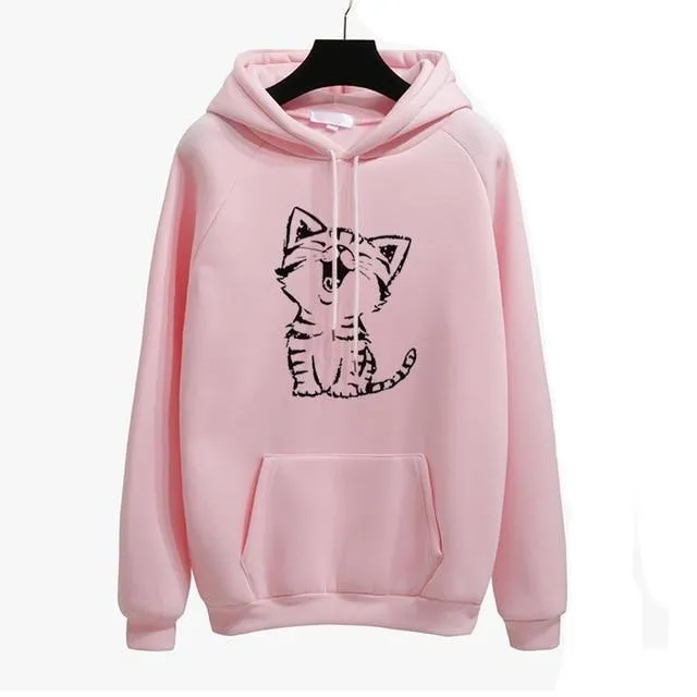 "Oh Yes" Printed Fleece  Pullover Hoodie