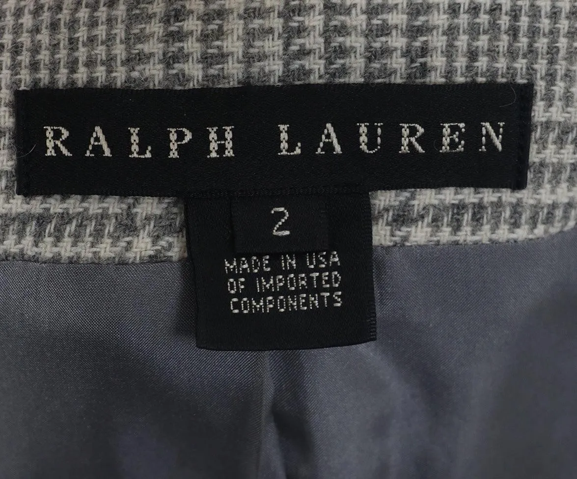 Ralph Lauren Grey Herringbone Camel Hair Blazer sz 2