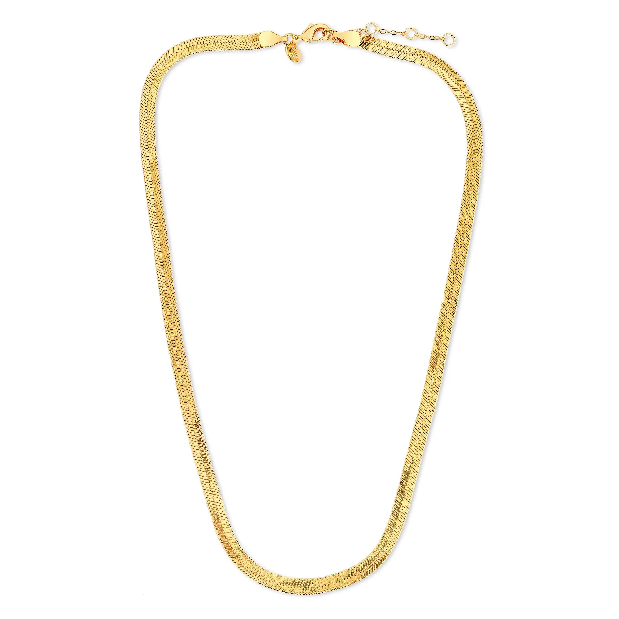 Real Gold Plated Gold Z Chunky Omega Herringbone Necklace