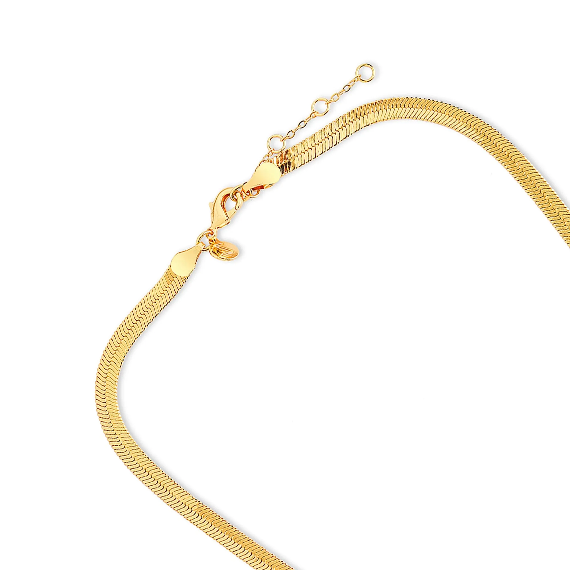 Real Gold Plated Gold Z Chunky Omega Herringbone Necklace