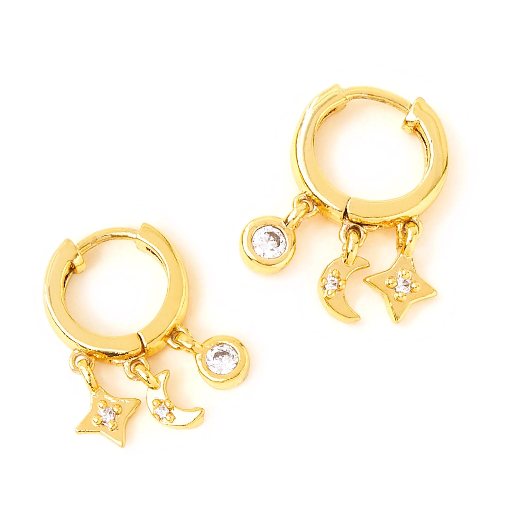 Real Gold-Plated Station Hoop Earrings