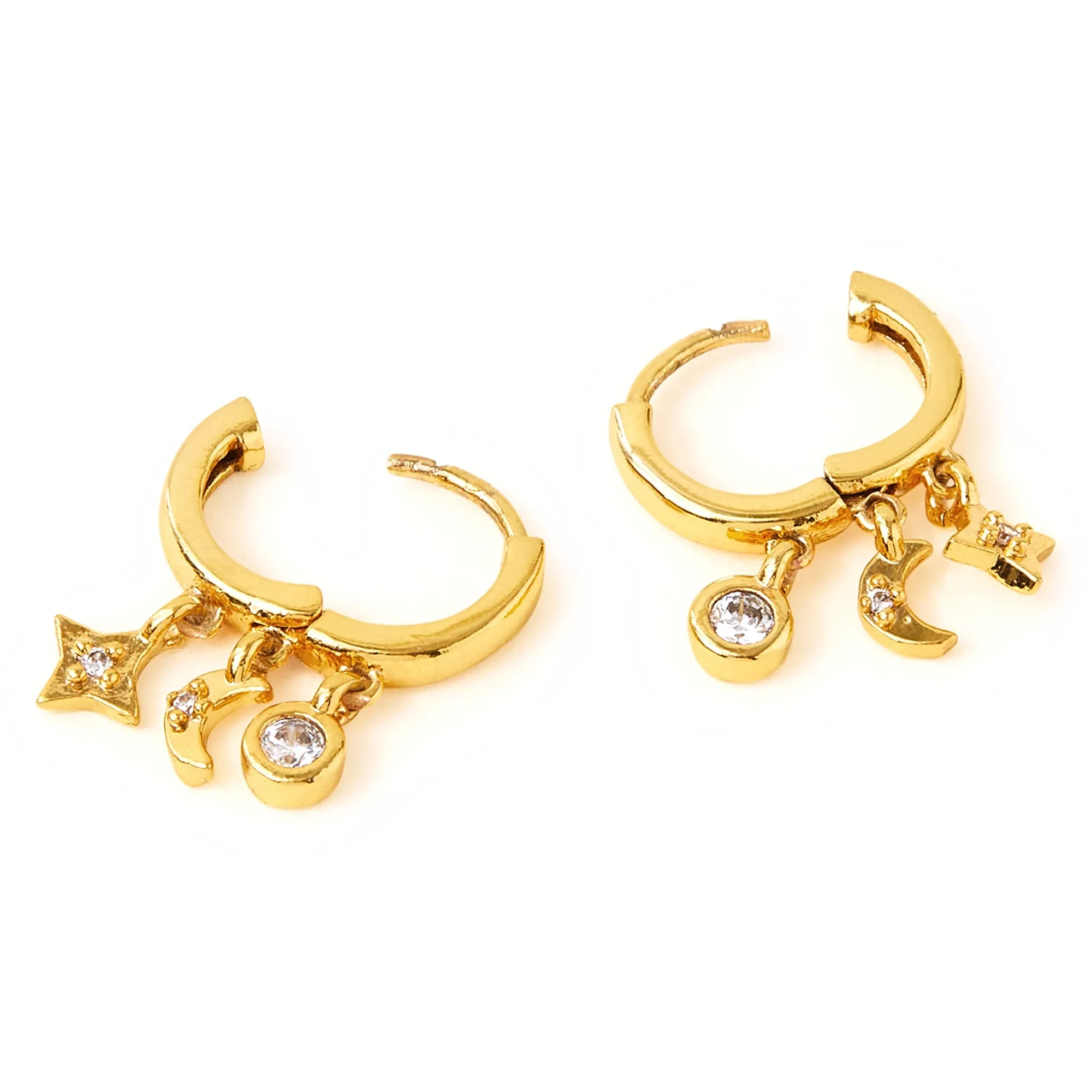 Real Gold-Plated Station Hoop Earrings