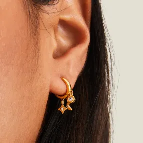 Real Gold-Plated Station Hoop Earrings