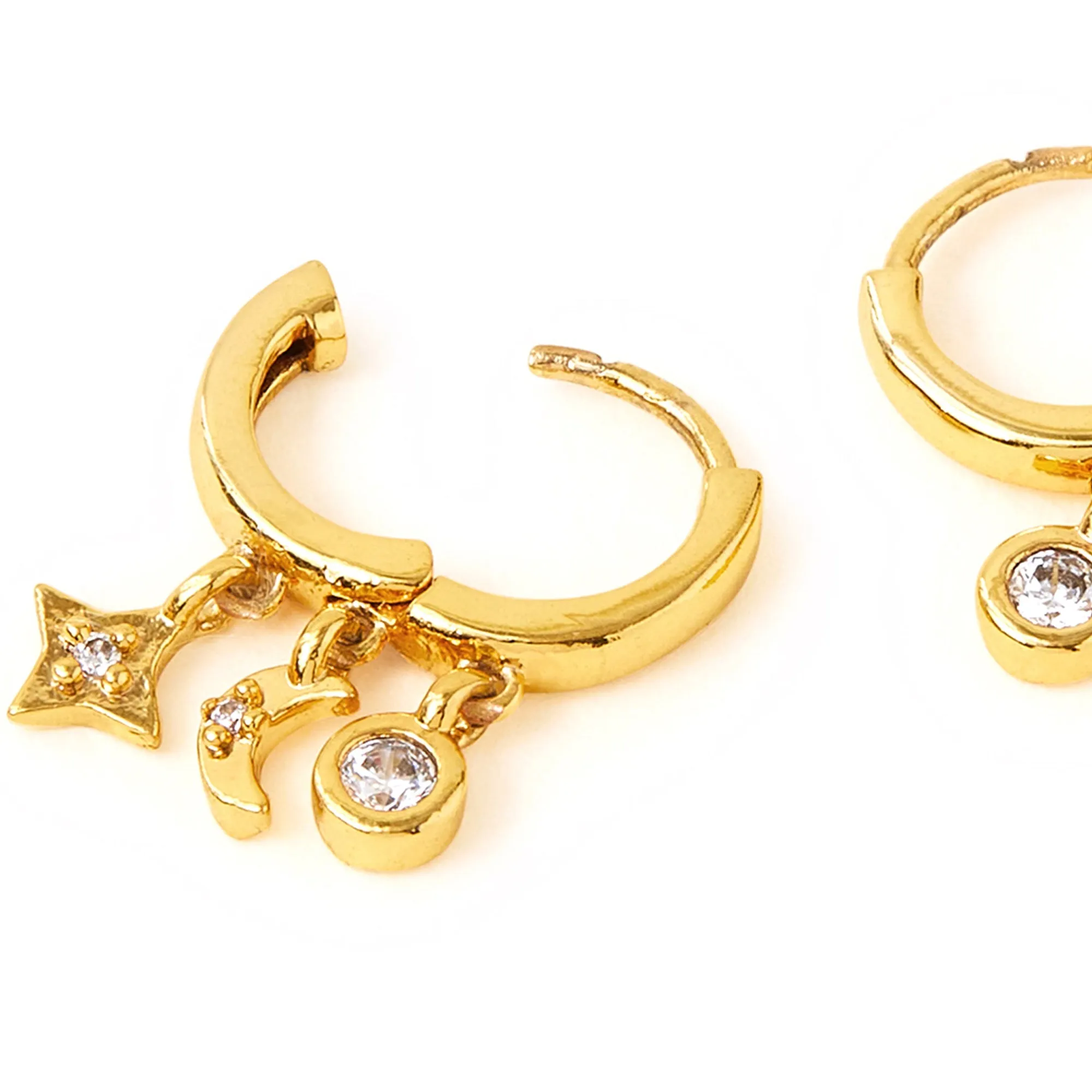 Real Gold-Plated Station Hoop Earrings