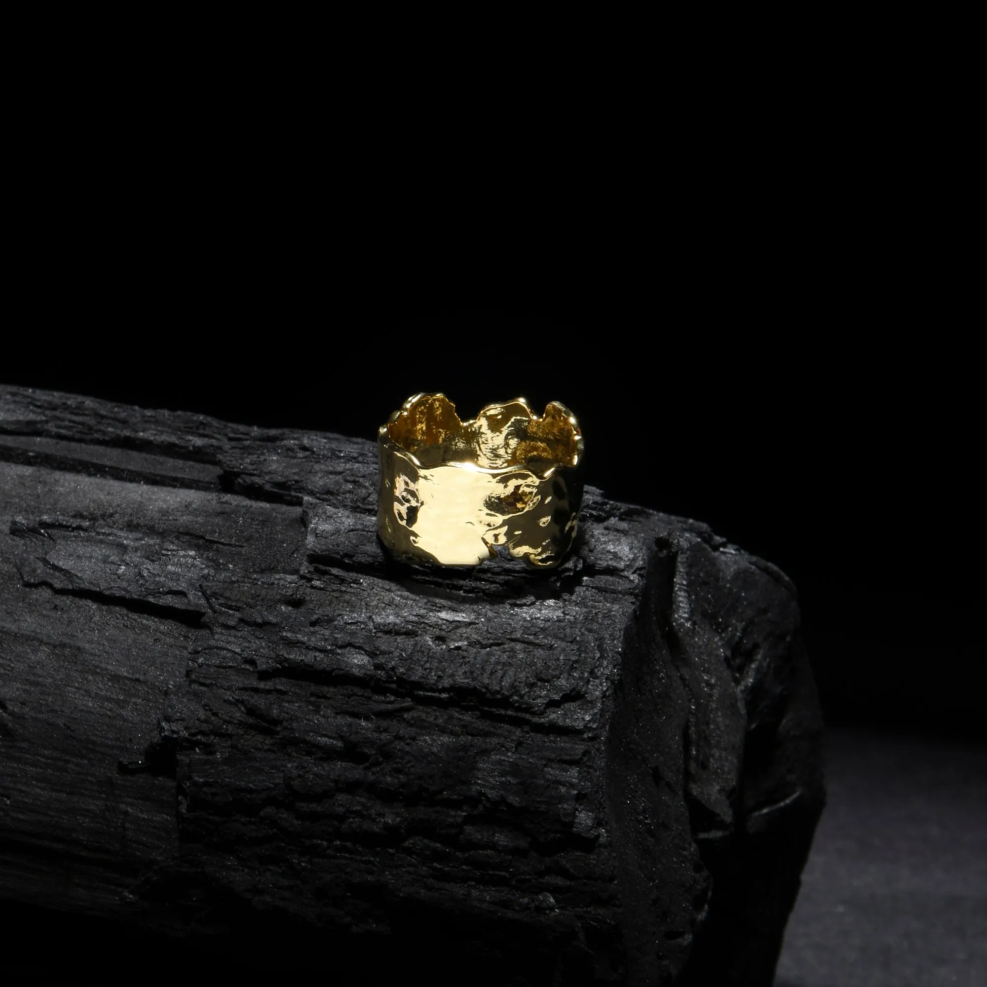 Real Gold Plated Z  Gold Molten Ring- Medium