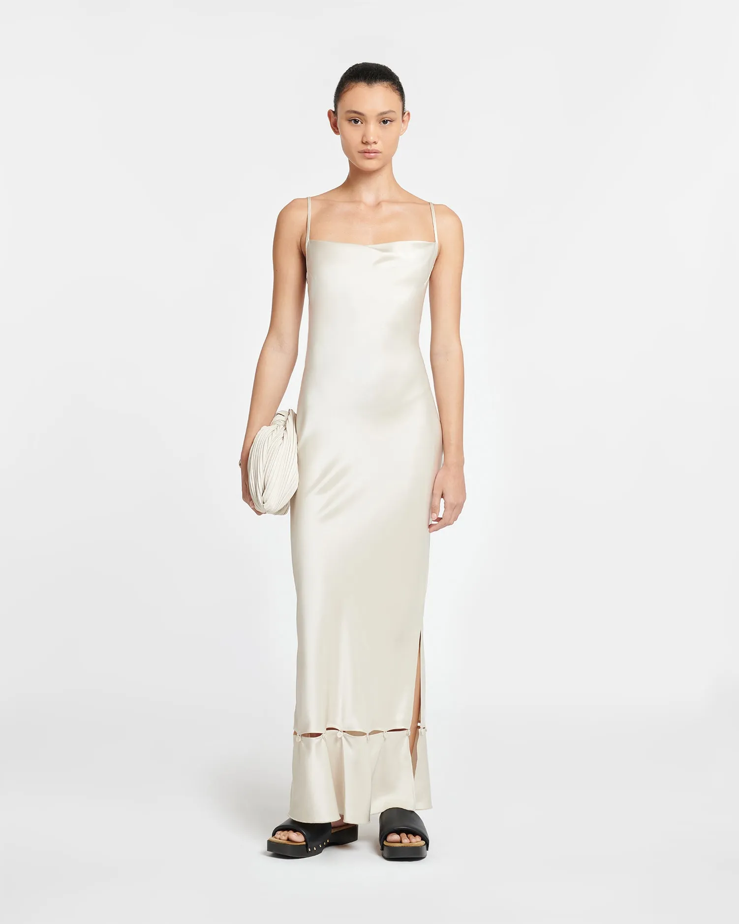 Renny - Slip Satin Maxi Dress - Creme