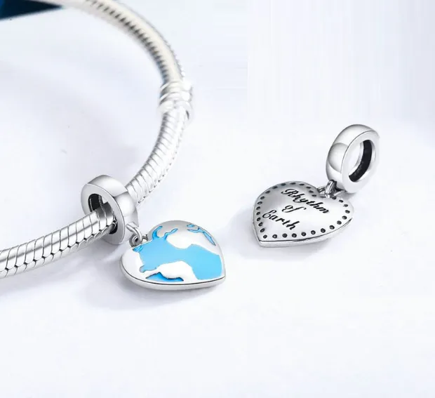 Rhythm of Earth World Map Charm 925 Sterling Silver