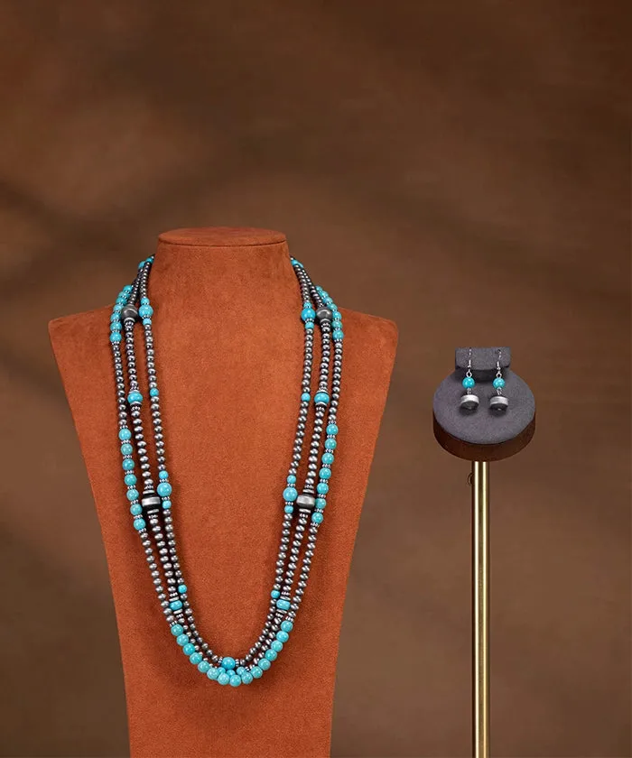 Rustic Couture's Turquoise Bohemian necklace earrings set