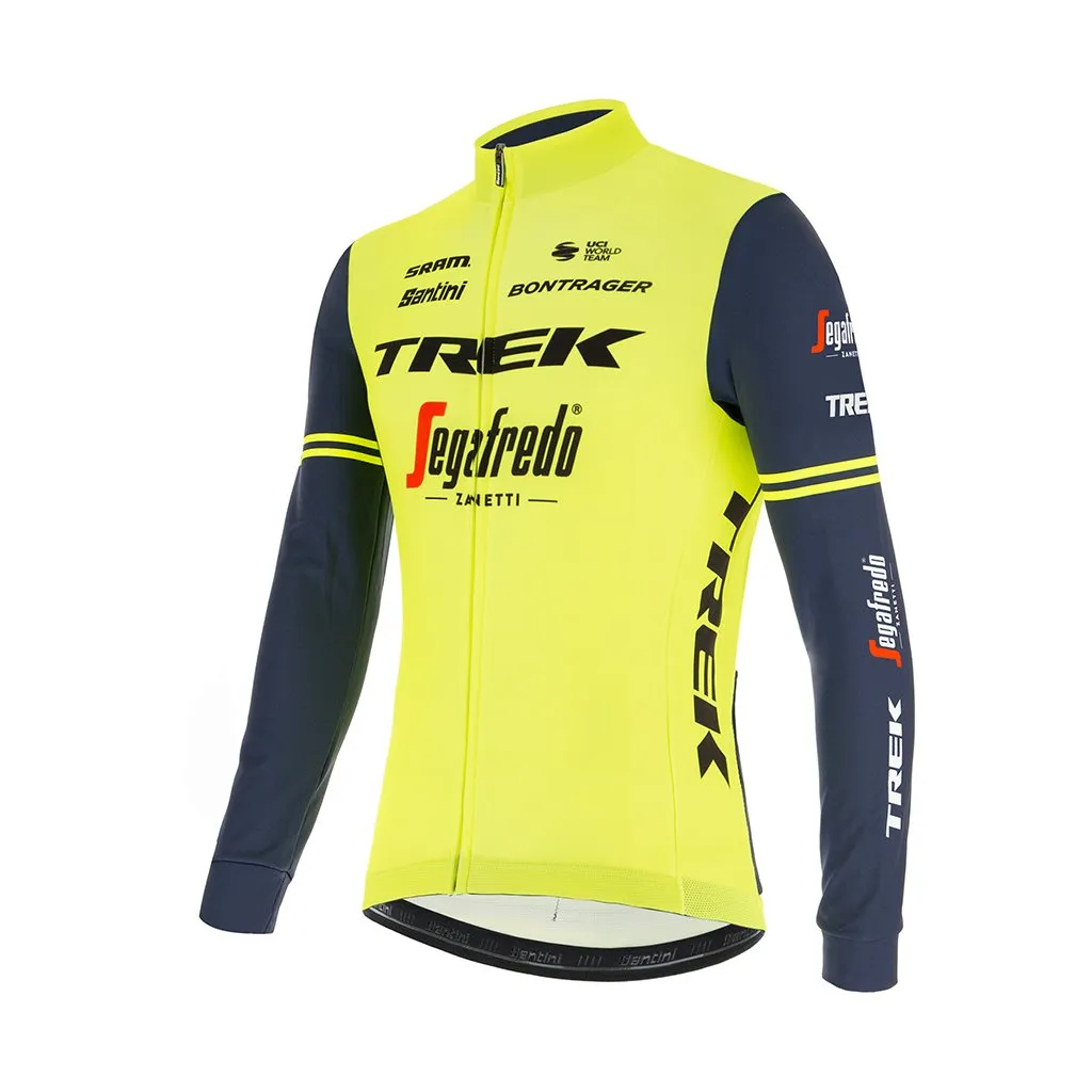 Santini Trek-Segafedo Fan Line Long Sleeve Jersey - Fluo Green