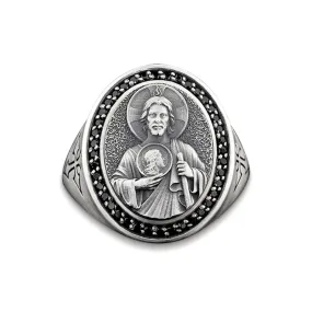 Silver San Judas Ring Signet For Mens