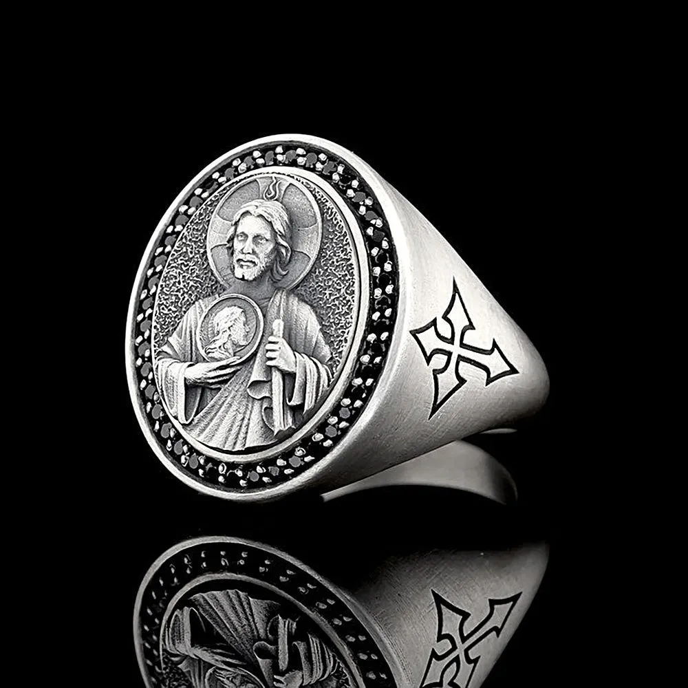 Silver San Judas Ring Signet For Mens