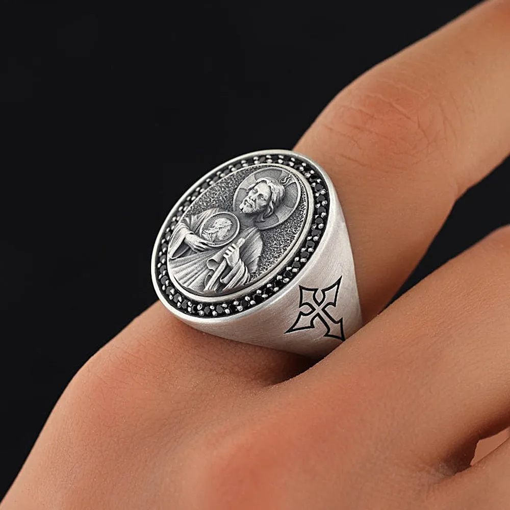 Silver San Judas Ring Signet For Mens