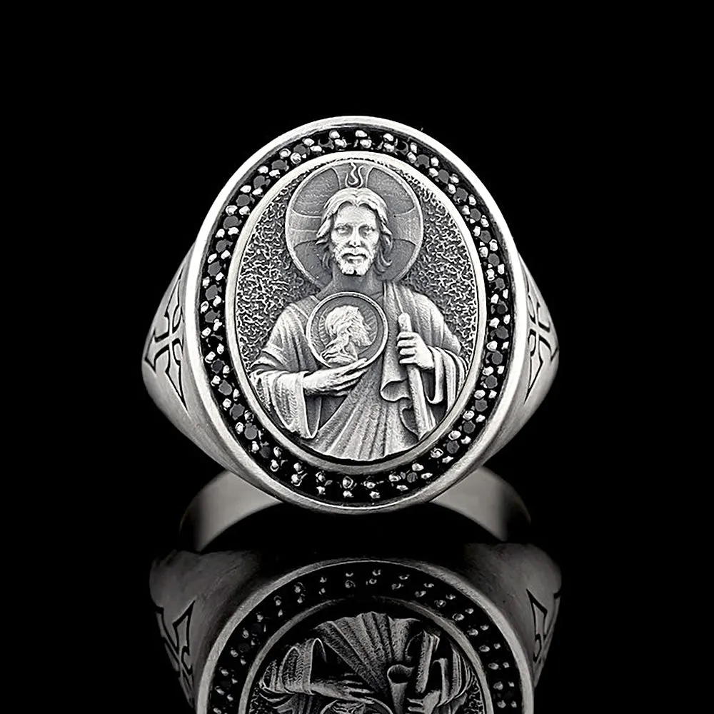 Silver San Judas Ring Signet For Mens