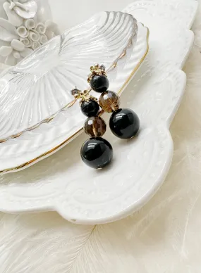 Smoky Quartz & Black Obsidian Earrings KE034