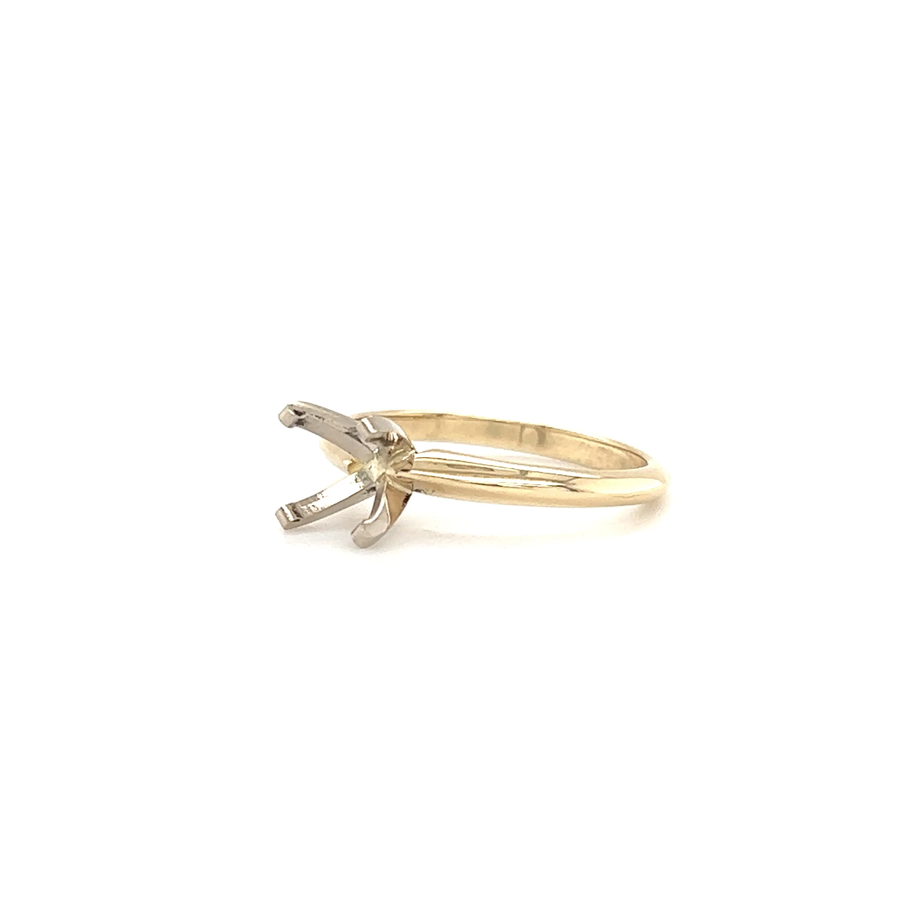 Solitaire Ring Setting with 4 Prong Head in 14K Yellow Gold