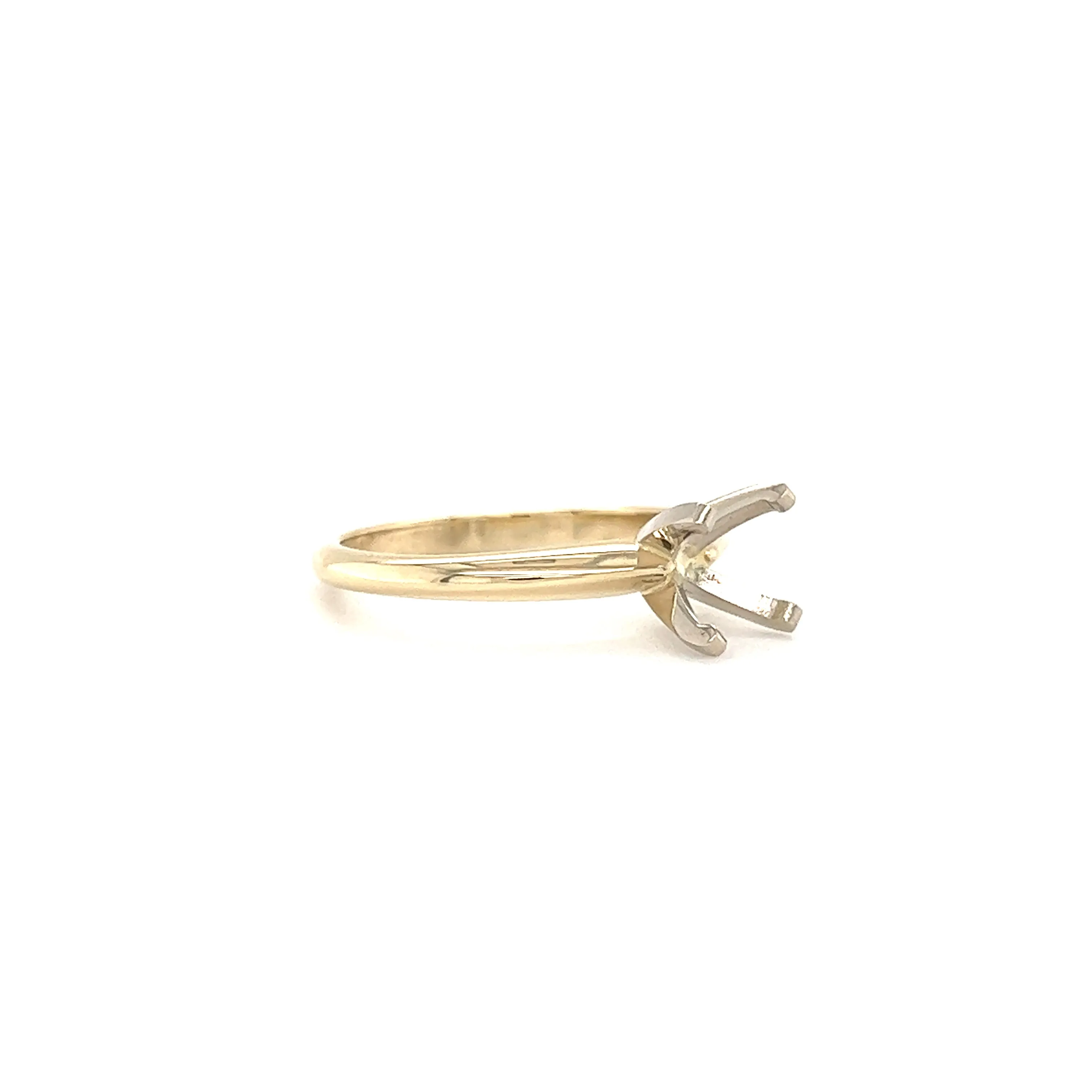 Solitaire Ring Setting with 4 Prong Head in 14K Yellow Gold