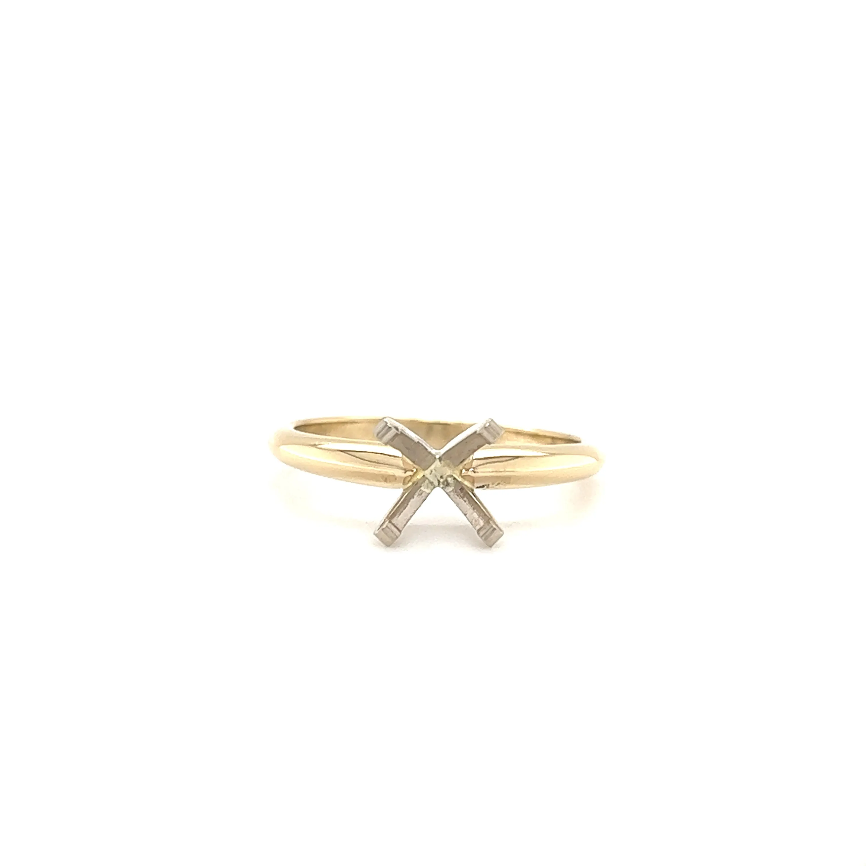 Solitaire Ring Setting with 4 Prong Head in 14K Yellow Gold