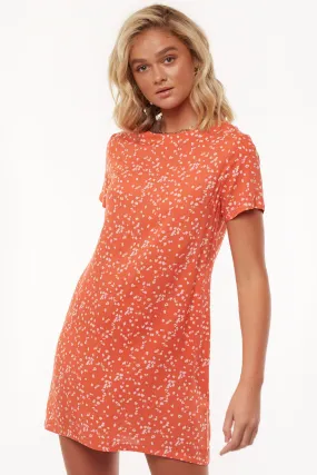 Spring Orange Splatter Shift Dress